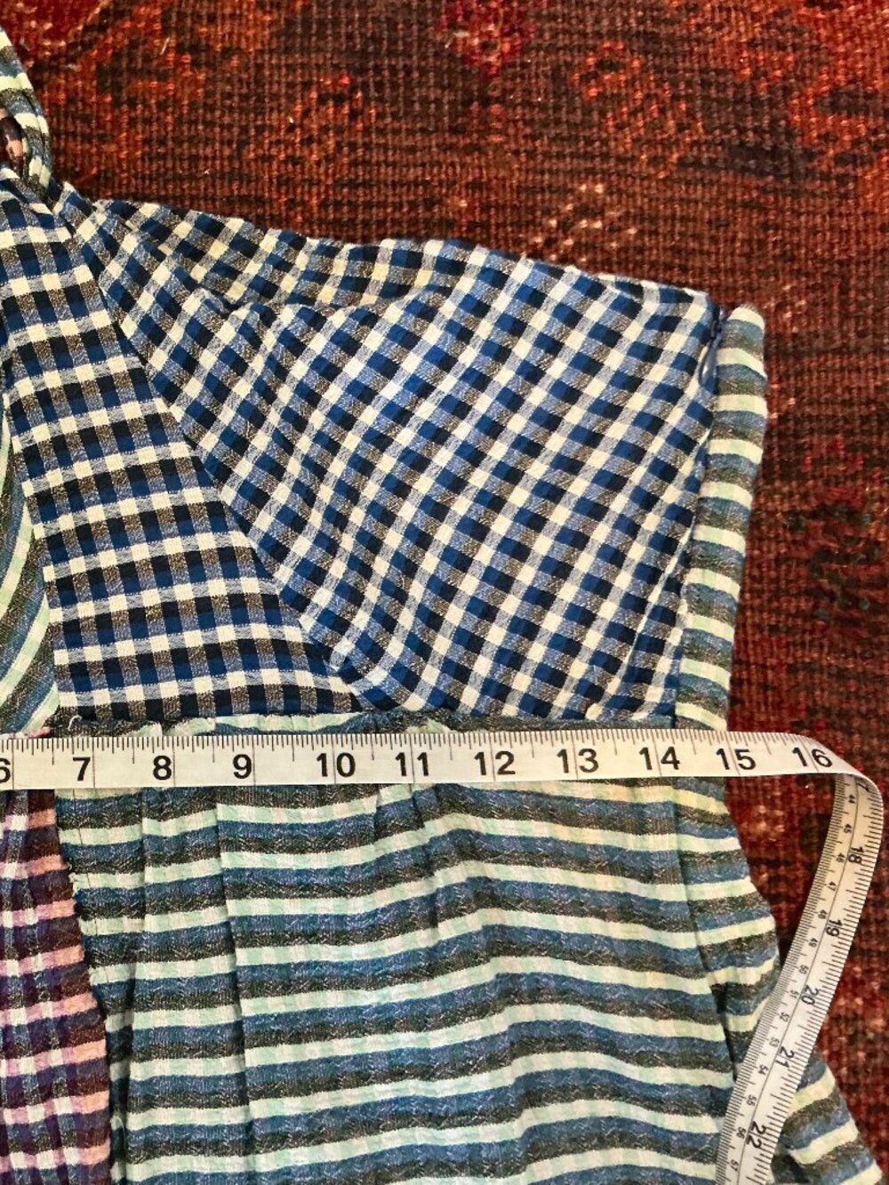 Maeve by Anthropologie One Shoulder Waverly Gingham Raw Hem Dress Size 6 - Picture 5 of 8